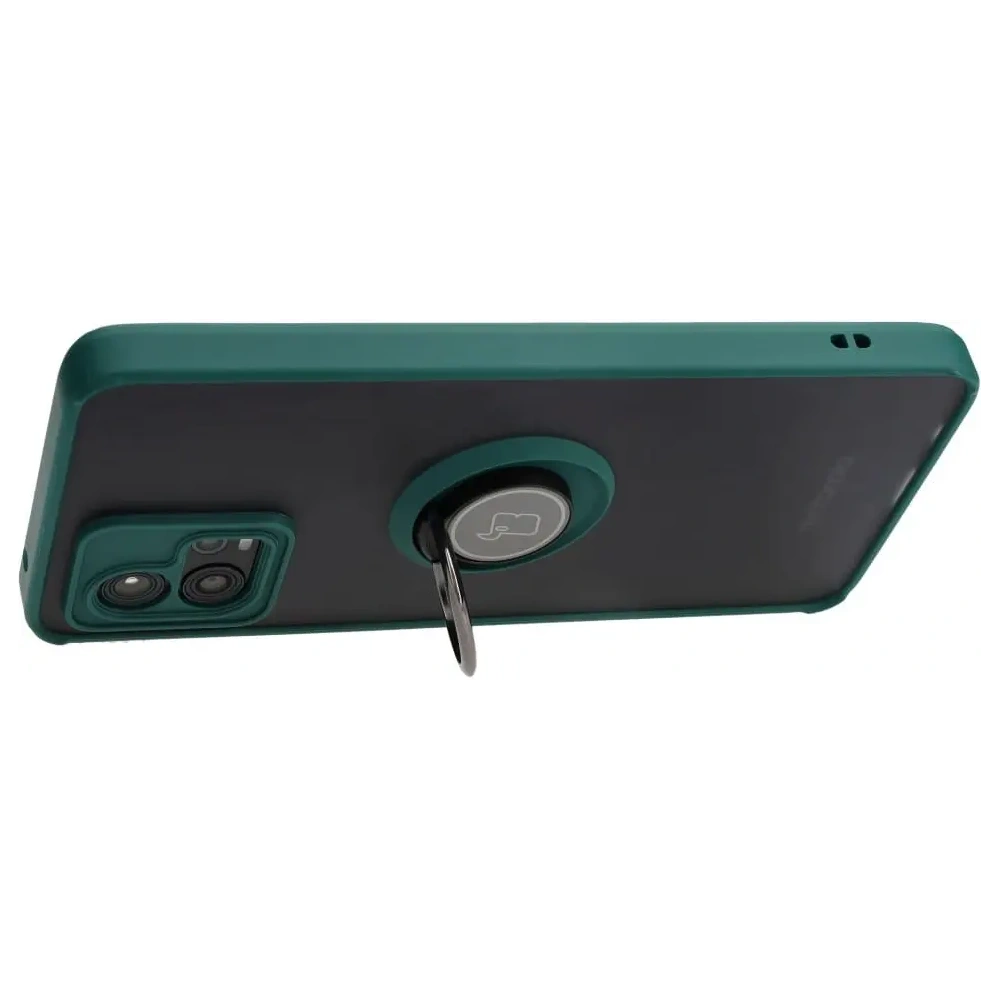 Hurtownia GSM - Etui s úchytem na prst Bizon Case Hybrid Ring pro Motorola Moto G72 kouřové s tmavě zeleným rámem - BIZ556 - {ean13} - Hurt