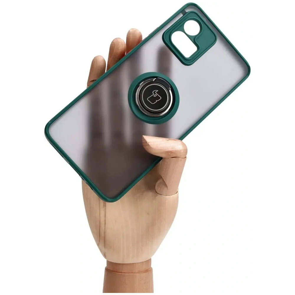 Hurtownia GSM - Etui s úchytem na prst Bizon Case Hybrid Ring pro Motorola Moto G72 kouřové s tmavě zeleným rámem - BIZ556 - {ean13} - Hurt