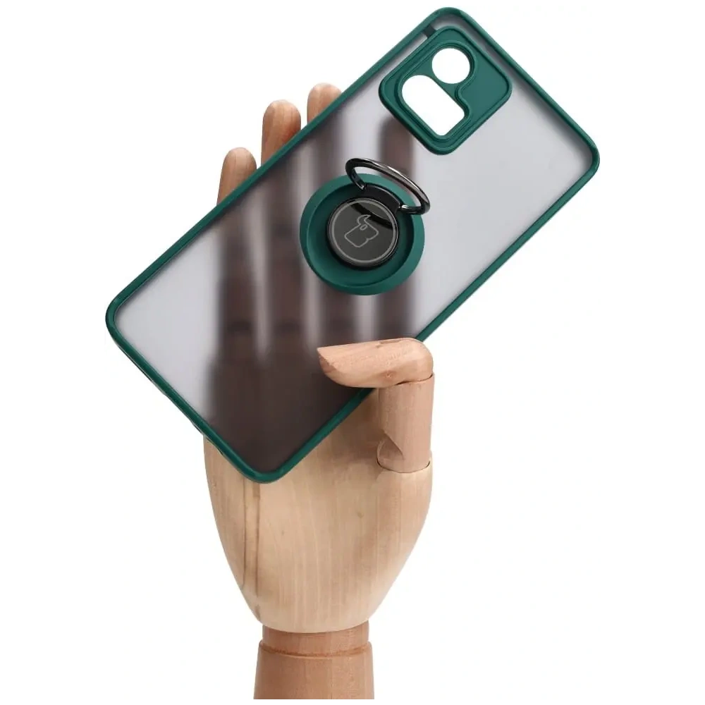 Hurtownia GSM - Etui s úchytem na prst Bizon Case Hybrid Ring pro Motorola Moto G72 kouřové s tmavě zeleným rámem - BIZ556 - {ean13} - Hurt