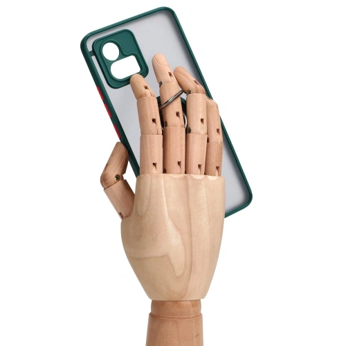 Etui z uchwytem na palec Bizon Case Hybrid Ring do Motorola Moto G72 przydymione z ciemnozieloną ramką