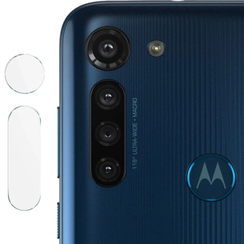 Szkło hartowane Bizon Glass Edge - [2 PACK] + ochrona na obiektyw Moto G8 czarne