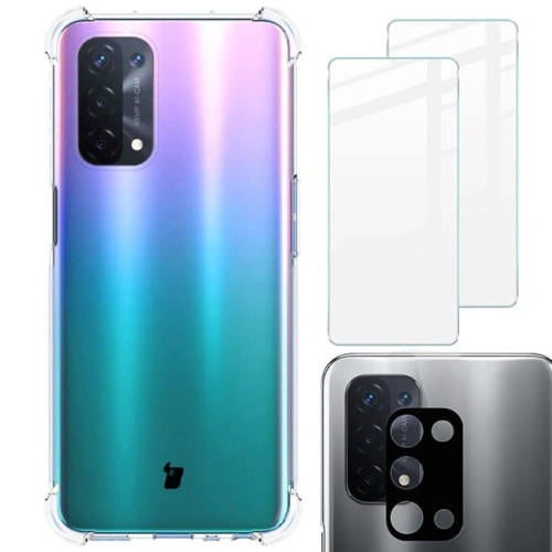 Etui + 2x szkło na ekran + obiektyw Bizon Case Clear Pack do Oppo A74 5G / A54 5G przezroczyste