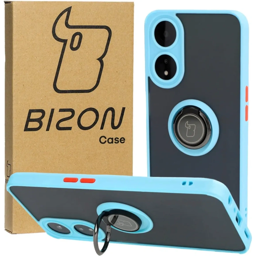 Hurtownia GSM - Bizon Case Hybrid Ring Oppo A78 5G fumuriu cu un cadru de culoare albastru deschis - BIZ595 - {ean13} - Hurt