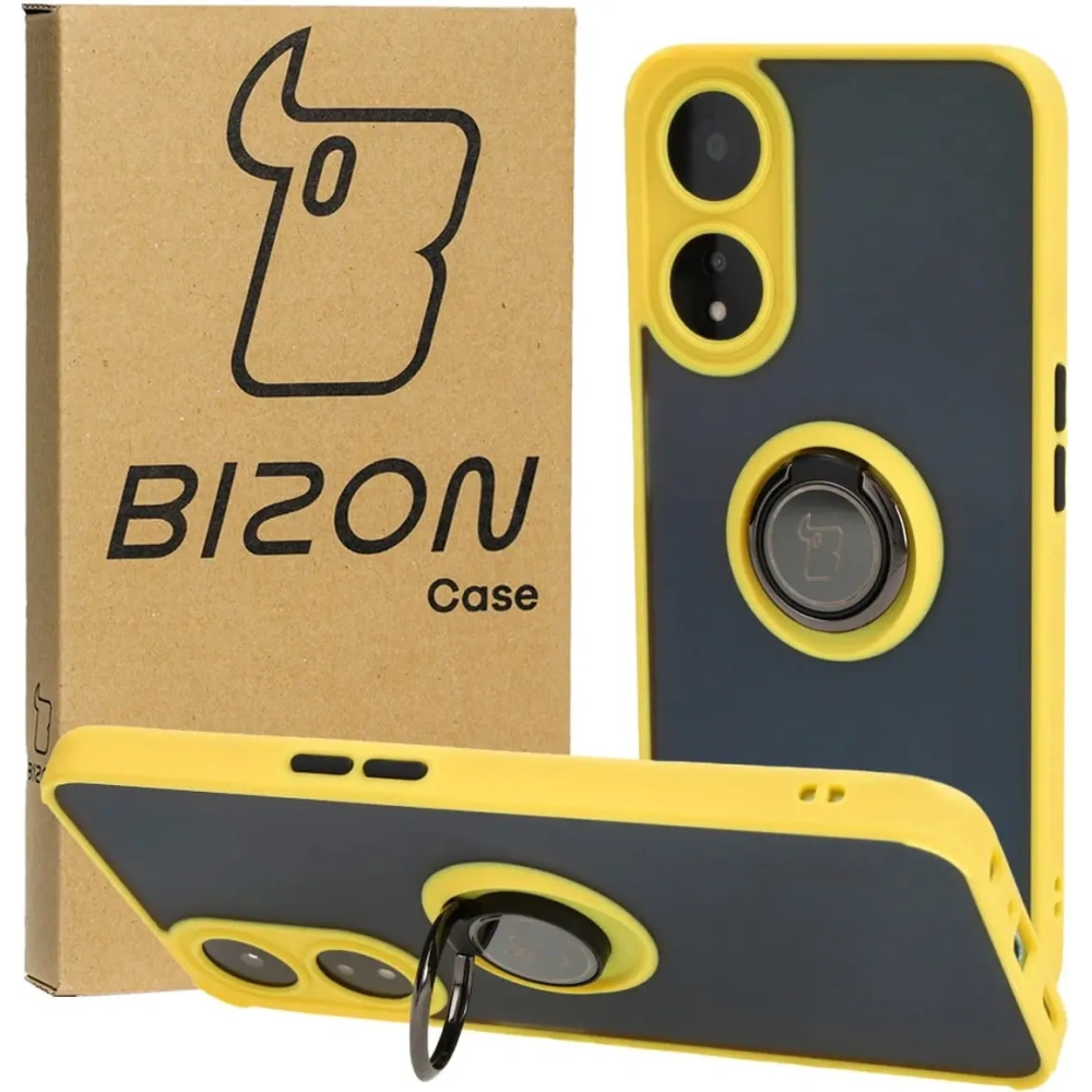 Wholesale Bizon Case Hybrid Ring Oppo A78 5G smoky with a yellow frame - BIZ597 - {ean13} - Hurt