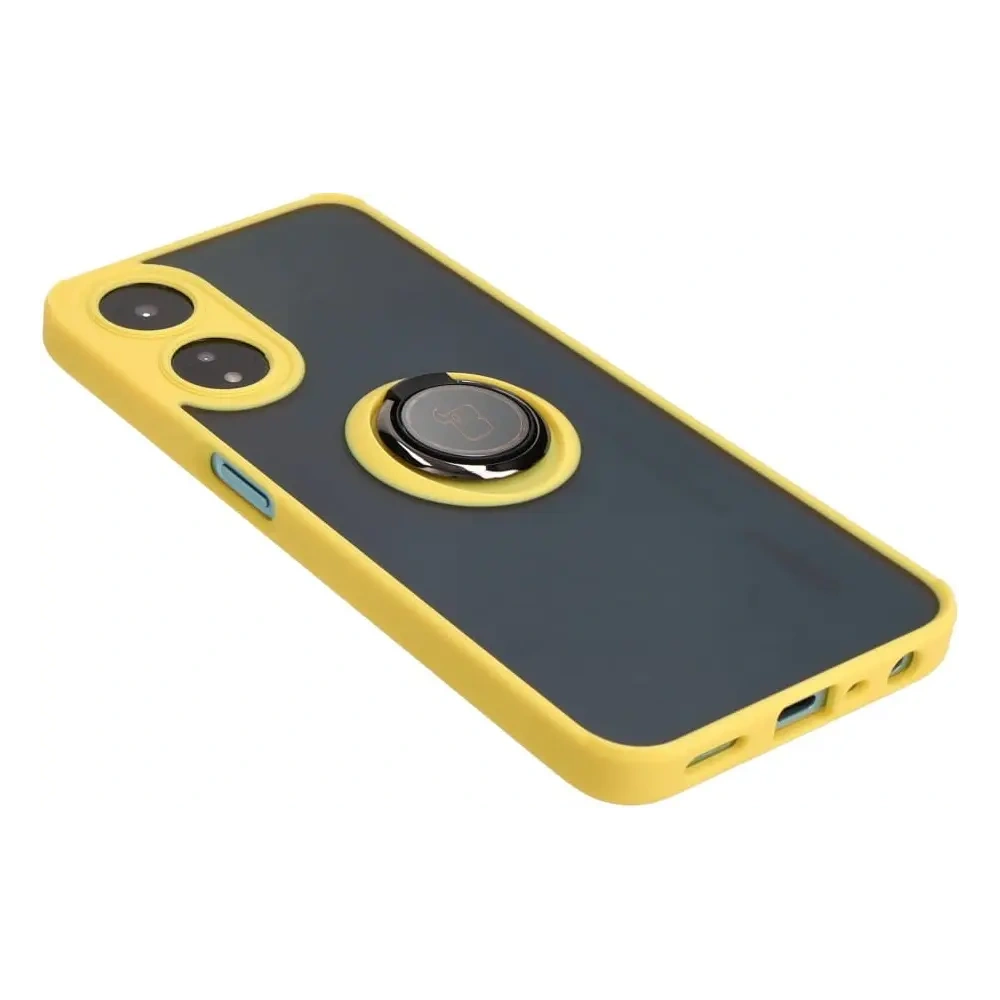 Wholesale Bizon Case Hybrid Ring Oppo A78 5G smoky with a yellow frame - BIZ597 - {ean13} - Hurt