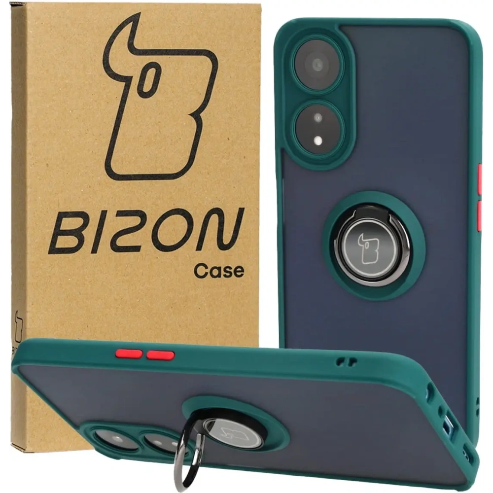Wholesale Bizon Case Hybrid Ring Oppo A78 5G smoky with a dark green frame - BIZ599 - {ean13} - Hurt