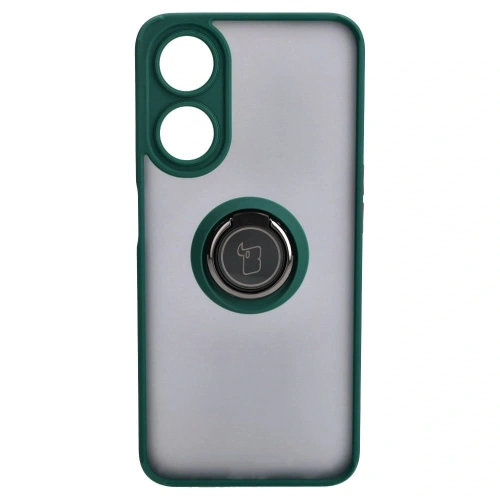 Etui z uchwytem na palec Bizon Case Hybrid Ring do Oppo A78 5G przydymione z ciemnozieloną ramką