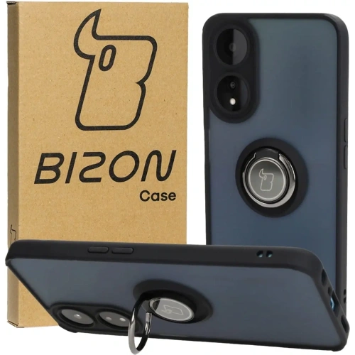 Etui z uchwytem na palec Bizon Case Hybrid Ring do Oppo A78 5G przydymione z czarną ramką