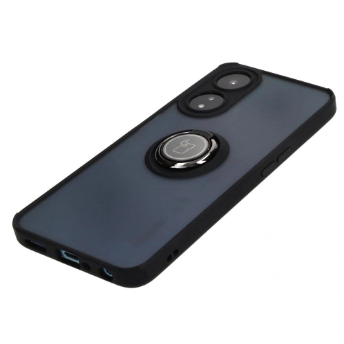 Etui z uchwytem na palec Bizon Case Hybrid Ring do Oppo A78 5G przydymione z czarną ramką