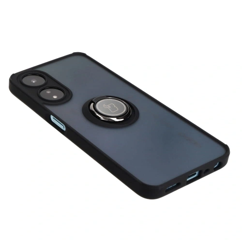 Etui z uchwytem na palec Bizon Case Hybrid Ring do Oppo A78 5G przydymione z czarną ramką