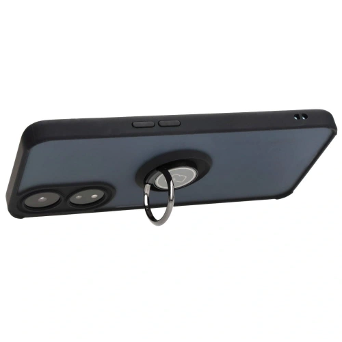 Etui z uchwytem na palec Bizon Case Hybrid Ring do Oppo A78 5G przydymione z czarną ramką