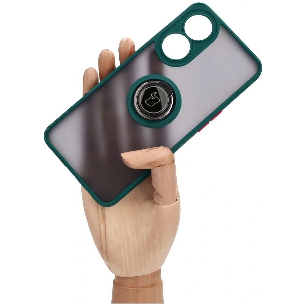 Hurtownia GSM - Bizon Caz Hibrid Ring Oppo Reno8 T fumuriu cu un cadru verde închis - BIZ667 - {ean13} - Hurt