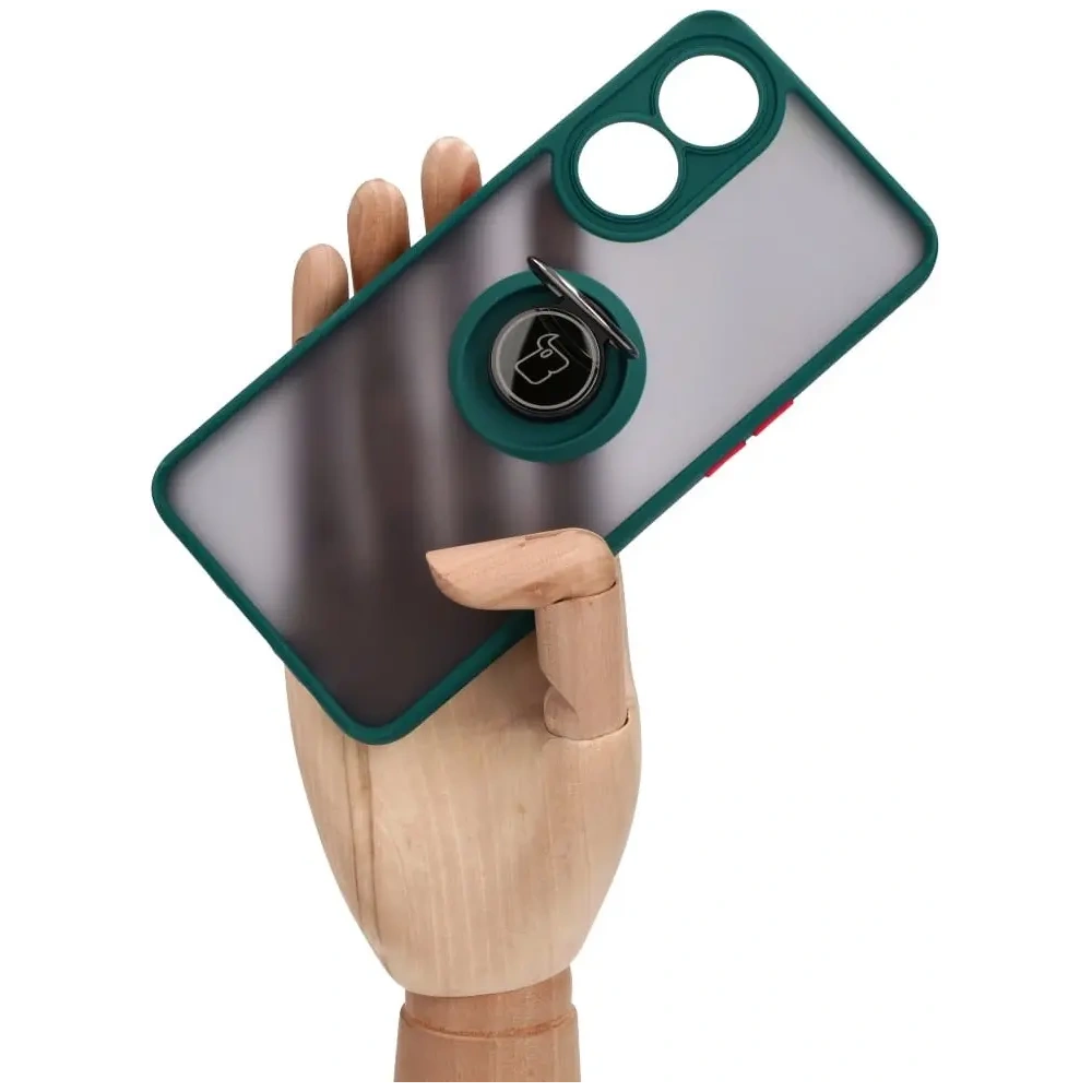 Hurtownia GSM - Bizon Case Hybrid Ring Oppo Reno8 T rauchig mit einem dunkelgrünen Rahmen - BIZ667 - {ean13} - Hurt