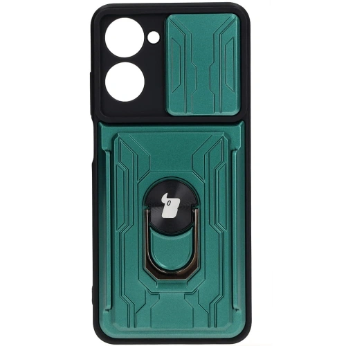 Etui Bizon Case Camshield Card Slot Ring do Realme 10 4G zielone