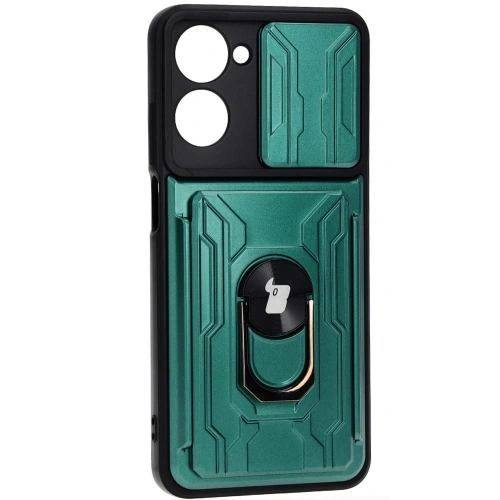 Etui Bizon Case Camshield Card Slot Ring do Realme 10 4G zielone