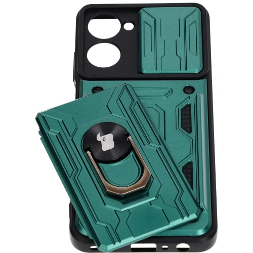 Etui Bizon Case Camshield Card Slot Ring do Realme 10 4G zielone