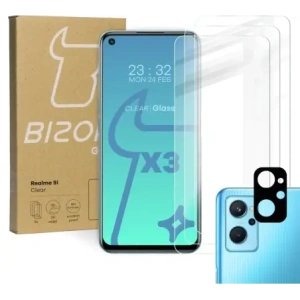 Hurtownia GSM - Bizon üveg tiszta edzett üveg - 3 db. + lencseüveg Realme 9i-hez - BIZ711 - {ean13} - Hurt