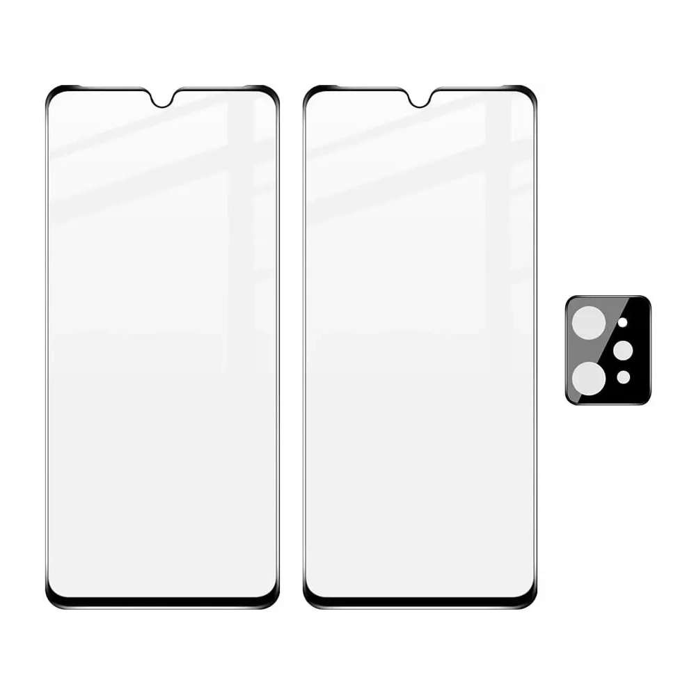 Wholesale Bizon Glass Edge tempered glass - [2 PACK] + lens protection Realme C31 black - BIZ714 - {ean13} - Hurt