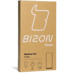 Bizon Glass Edge edzett üveg - [2 PACK] + lencsevédő Realme C31 fekete