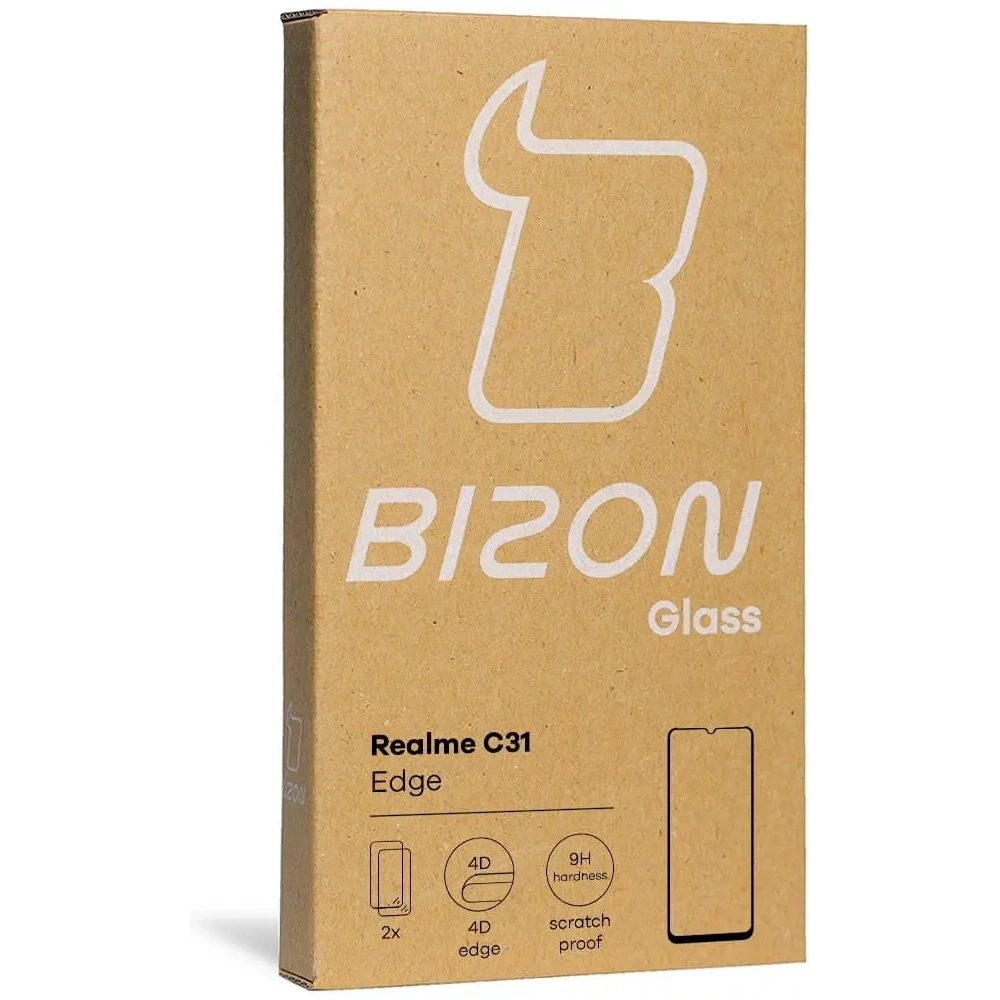 Wholesale Bizon Glass Edge tempered glass - [2 PACK] + lens protection Realme C31 black - BIZ714 - {ean13} - Hurt