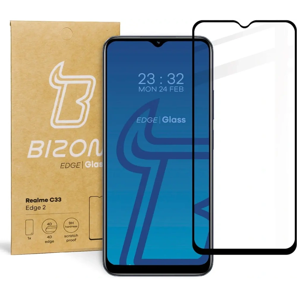 Hurtownia GSM - Szkło hartowane Bizon Glass Edge 2 do Realme C33 czarne - BIZ723 - {ean13} - Hurt