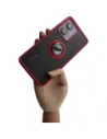 Etui z uchwytem na palec Bizon Case Hybrid Ring do Realme C33 / C30 / Narzo 50i Prime przydymione z czerwoną ramką
