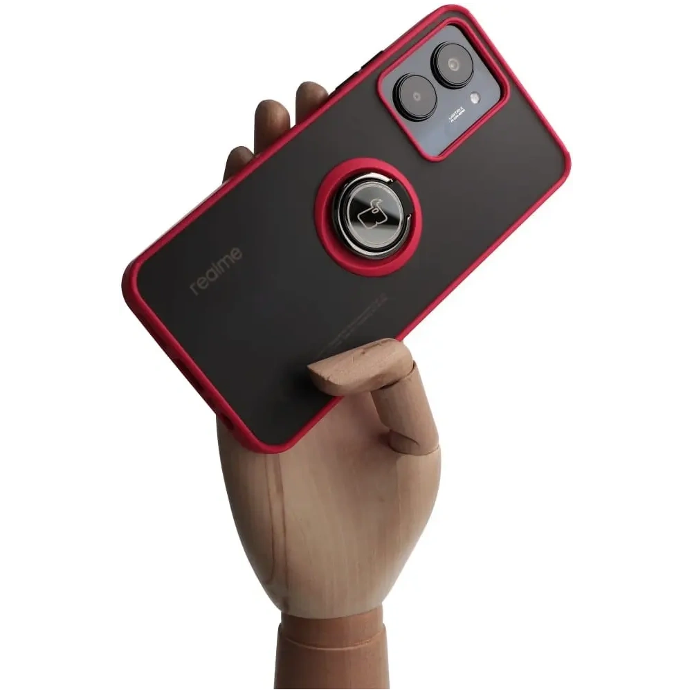 Wholesale Bizon Case Hybrid Ring Realme C33 / C30 / Narzo 50i Prime smoky with a red frame - BIZ726 - {ean13} - Hurt