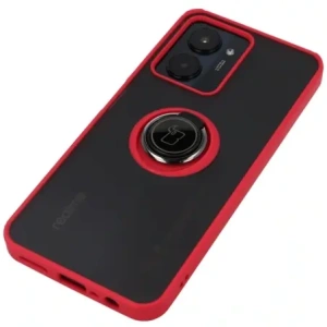 Hurtownia GSM - Etui s úchopem na prst Bizon Case Hybrid Ring pro Realme C33 / C30 / Narzo 50i Prime kouřové s červeným rámečkem - BIZ726 - {ean13} - Hurt