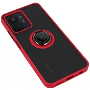 Hurtownia GSM - Etui s úchopem na prst Bizon Case Hybrid Ring pro Realme C33 / C30 / Narzo 50i Prime kouřové s červeným rámečkem - BIZ726 - {ean13} - Hurt