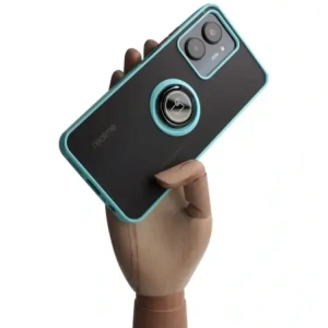Hurtownia GSM - Bizon Case Hybrid Gyűrű Realme C33 / C30 / Narzo 50i Prime füstös színben, világoskék kerettel - BIZ727 - {ean13} - Hurt