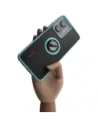 Etui z uchwytem na palec Bizon Case Hybrid Ring do Realme C33 / C30 / Narzo 50i Prime przydymione z jasnoniebieską ramką