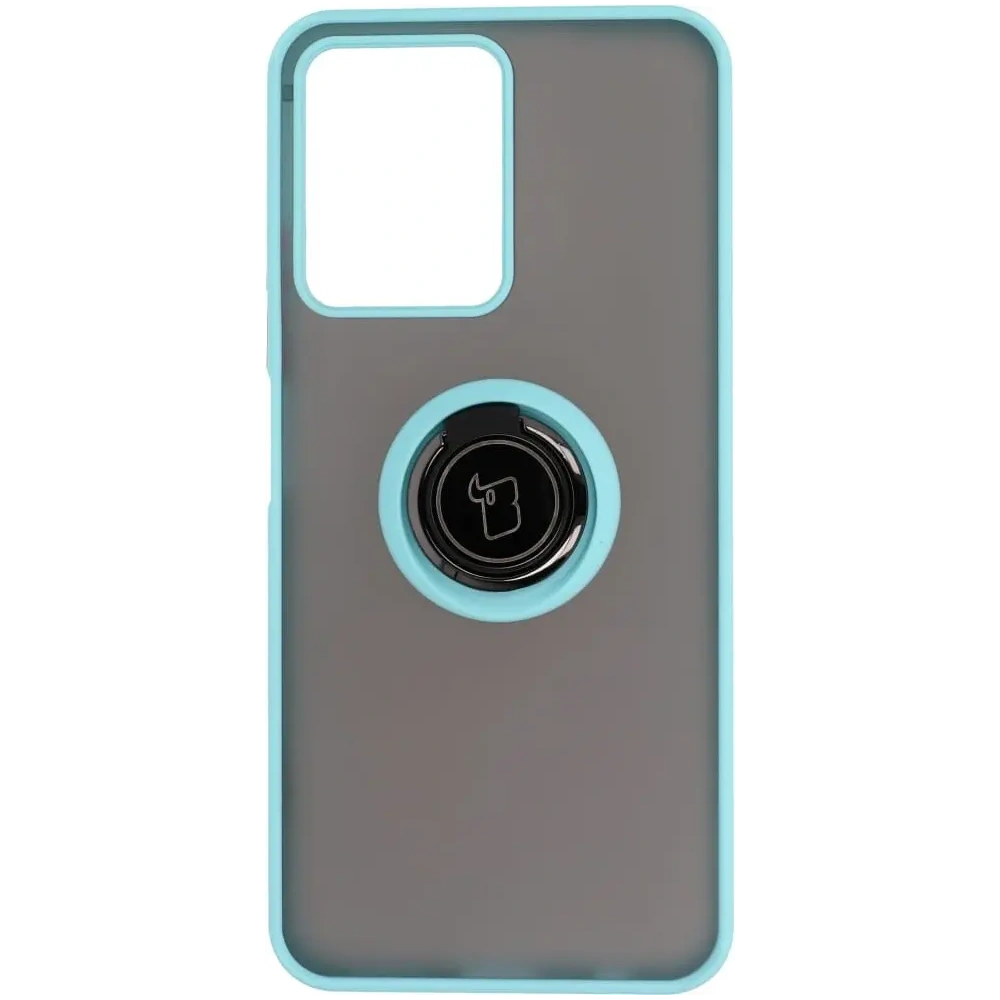 Hurtownia GSM - Etui z uchwytem na palec Bizon Case Hybrid Ring do Realme C33 / C30 / Narzo 50i Prime przydymione z jasnoniebieską ramką - BIZ727 - {ean13} - Hurt
