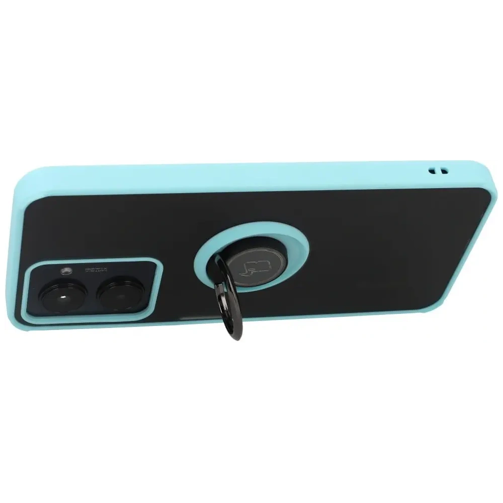 Hurtownia GSM - Etui z uchwytem na palec Bizon Case Hybrid Ring do Realme C33 / C30 / Narzo 50i Prime przydymione z jasnoniebieską ramką - BIZ727 - {ean13} - Hurt