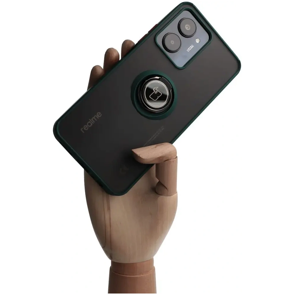 Wholesale Bizon Case Hybrid Ring Realme C33 / C30 / Narzo 50i Prime smoky with a dark green frame - BIZ728 - {ean13} - Hurt