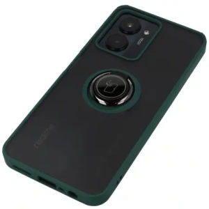 Hurtownia GSM - Pouzdro s úchopem na prst Bizon Case Hybrid Ring pro Realme C33 / C30 / Narzo 50i Prime kouřové s tmavě zeleným rámem. - BIZ728 - {ean13} - Hurt