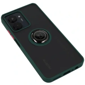 Hurtownia GSM - Pouzdro s úchopem na prst Bizon Case Hybrid Ring pro Realme C33 / C30 / Narzo 50i Prime kouřové s tmavě zeleným rámem. - BIZ728 - {ean13} - Hurt