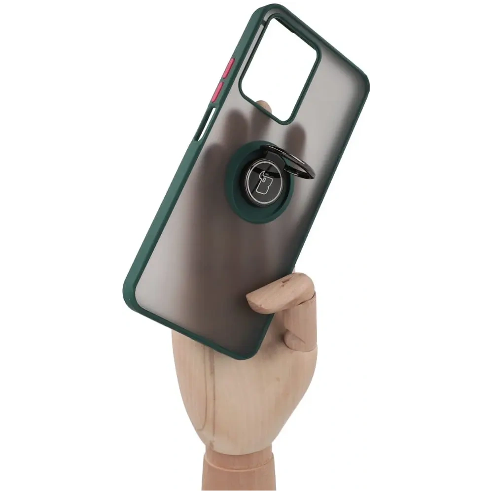 Wholesale Bizon Case Hybrid Ring Realme C33 / C30 / Narzo 50i Prime smoky with a dark green frame - BIZ728 - {ean13} - Hurt