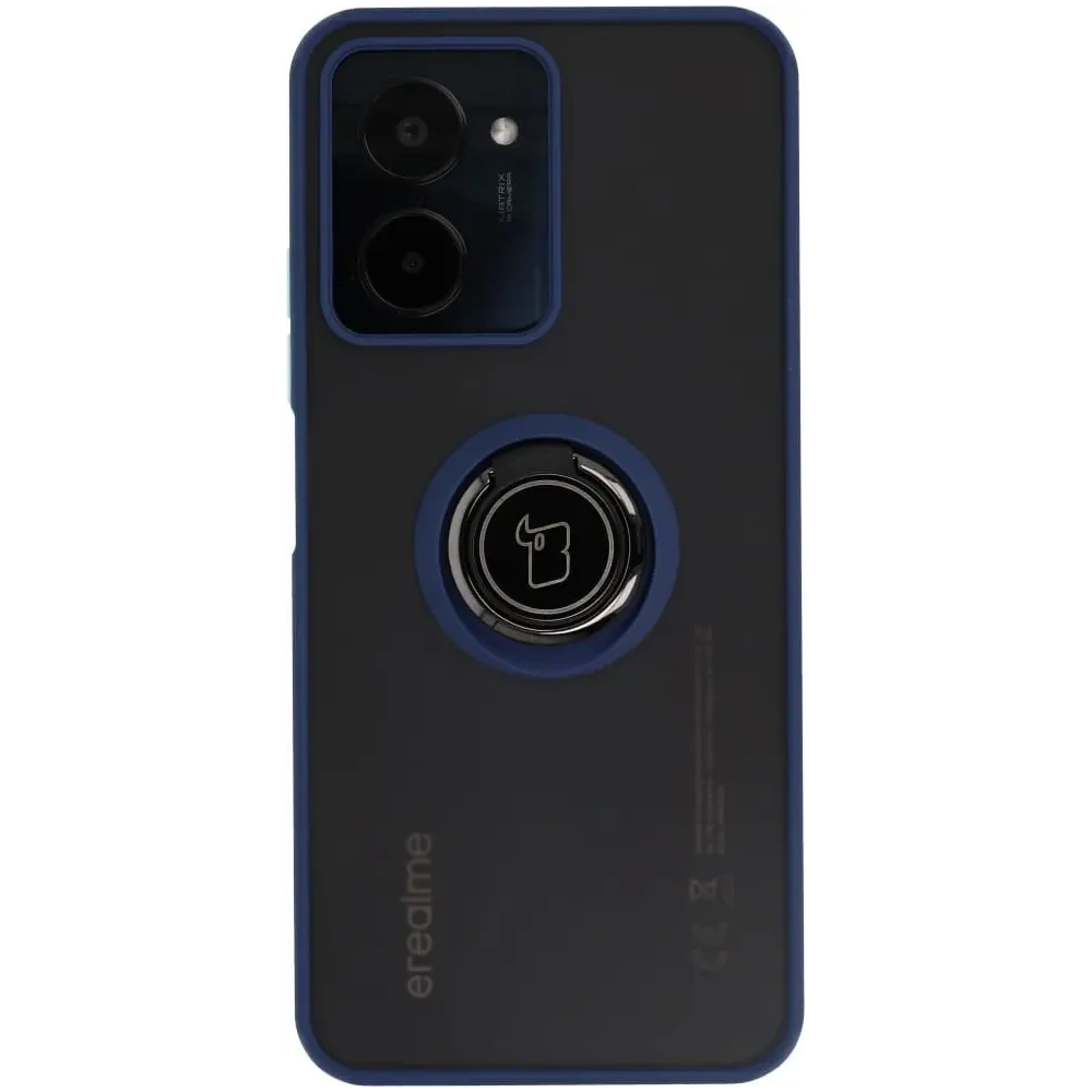 Hurtownia GSM - Etui z uchwytem na palec Bizon Case Hybrid Ring do Realme C33 / C30 / Narzo 50i Prime przydymione z granatową ramką - BIZ729 - {ean13} - Hurt