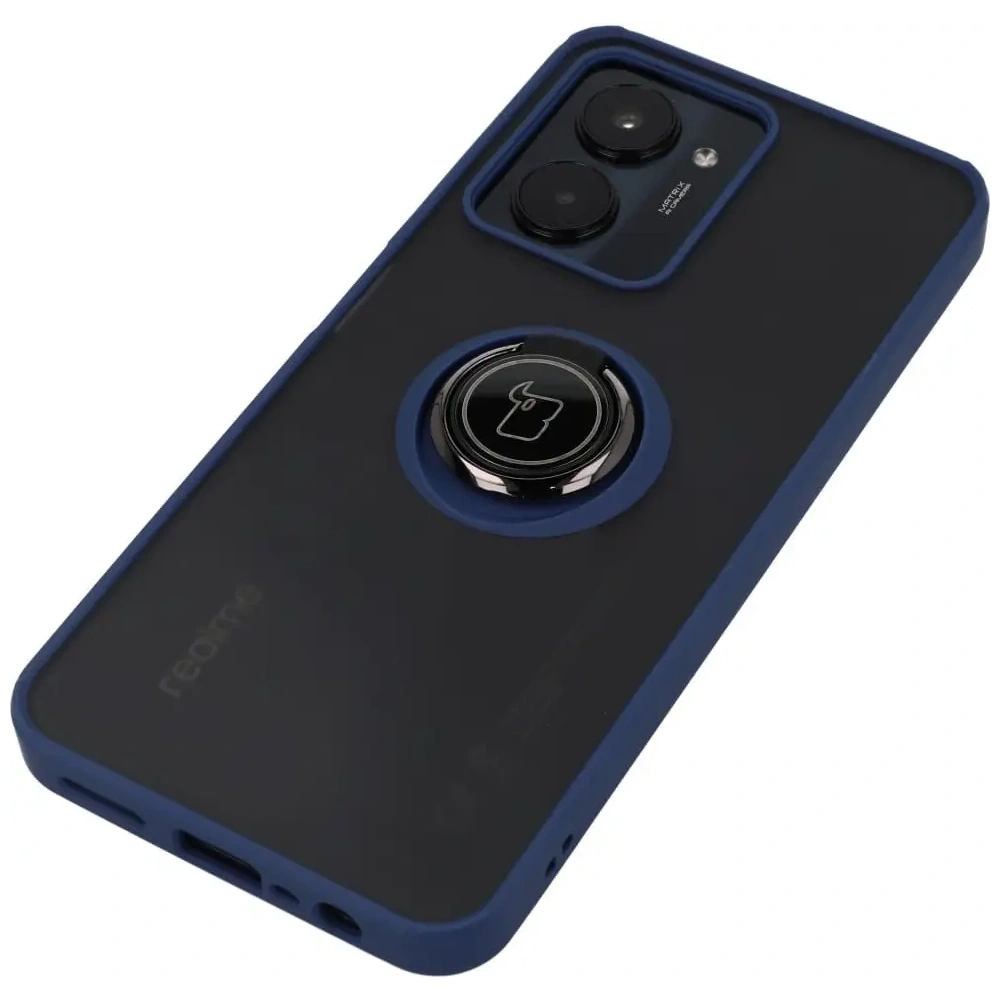Hurtownia GSM - Etui z uchwytem na palec Bizon Case Hybrid Ring do Realme C33 / C30 / Narzo 50i Prime przydymione z granatową ramką - BIZ729 - {ean13} - Hurt
