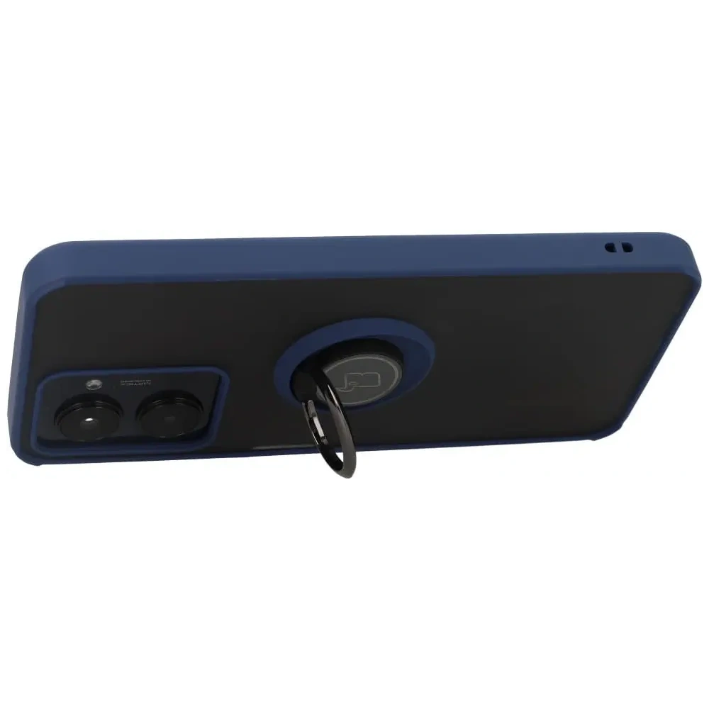 Hurtownia GSM - Etui z uchwytem na palec Bizon Case Hybrid Ring do Realme C33 / C30 / Narzo 50i Prime przydymione z granatową ramką - BIZ729 - {ean13} - Hurt