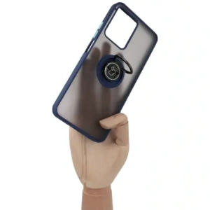 Hurtownia GSM - Etui s držákem na prst Bizon Case Hybrid Ring pro Realme C33 / C30 / Narzo 50i Prime kouřové s modrým rámečkem - BIZ729 - {ean13} - Hurt