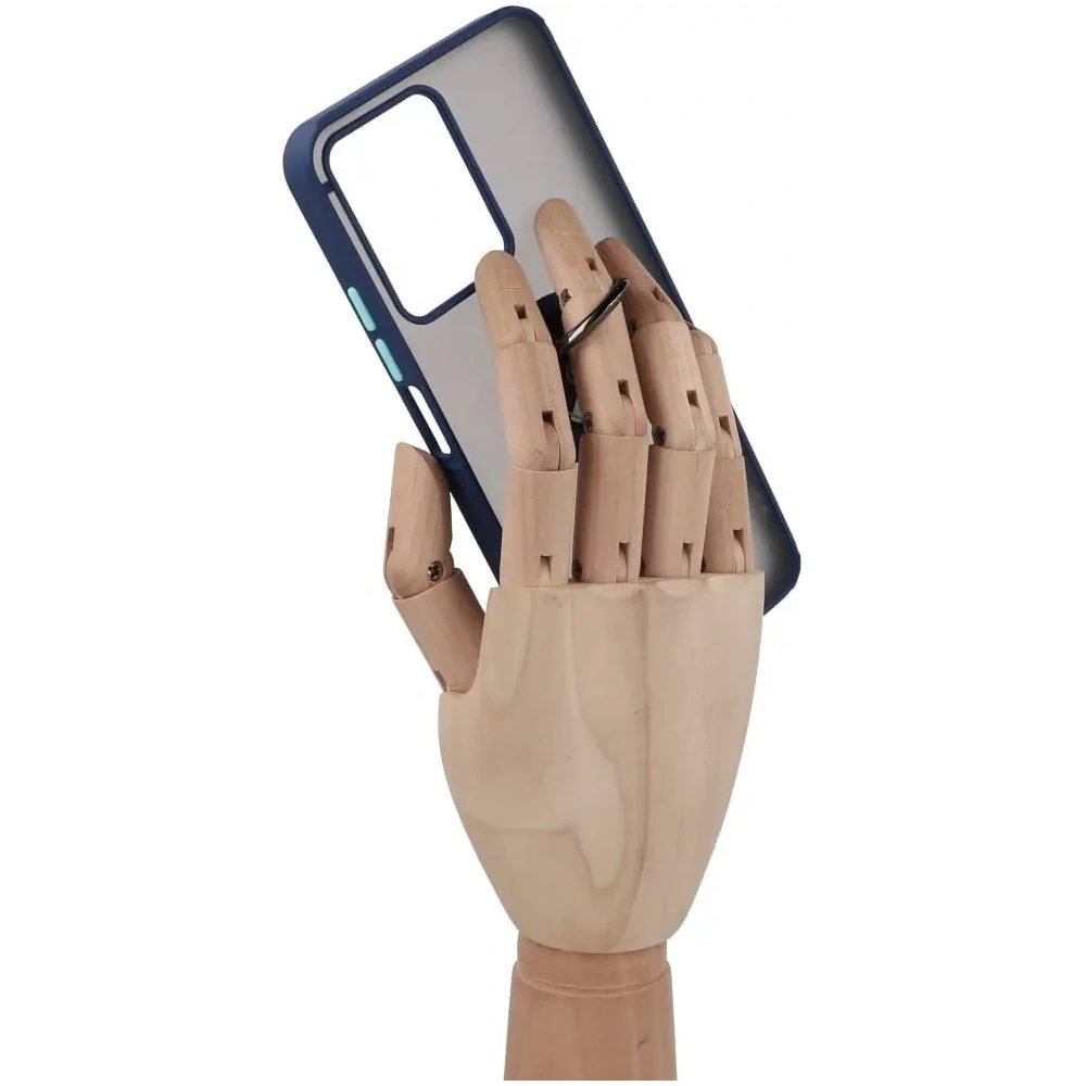 Hurtownia GSM - Etui z uchwytem na palec Bizon Case Hybrid Ring do Realme C33 / C30 / Narzo 50i Prime przydymione z granatową ramką - BIZ729 - {ean13} - Hurt