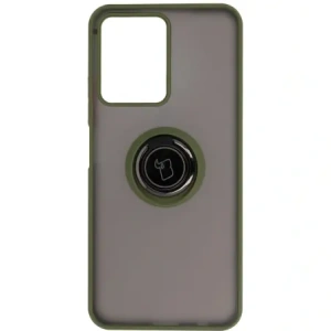 Hurtownia GSM - Etui s úchopem na prst Bizon Case Hybrid Ring pro Realme C33 / C30 / Narzo 50i Prime kouřové s zeleným rámečkem - BIZ730 - {ean13} - Hurt