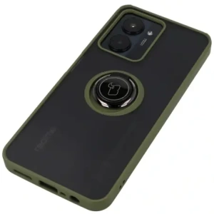 Hurtownia GSM - Etui s úchopem na prst Bizon Case Hybrid Ring pro Realme C33 / C30 / Narzo 50i Prime kouřové s zeleným rámečkem - BIZ730 - {ean13} - Hurt