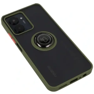 Hurtownia GSM - Etui s úchopem na prst Bizon Case Hybrid Ring pro Realme C33 / C30 / Narzo 50i Prime kouřové s zeleným rámečkem - BIZ730 - {ean13} - Hurt