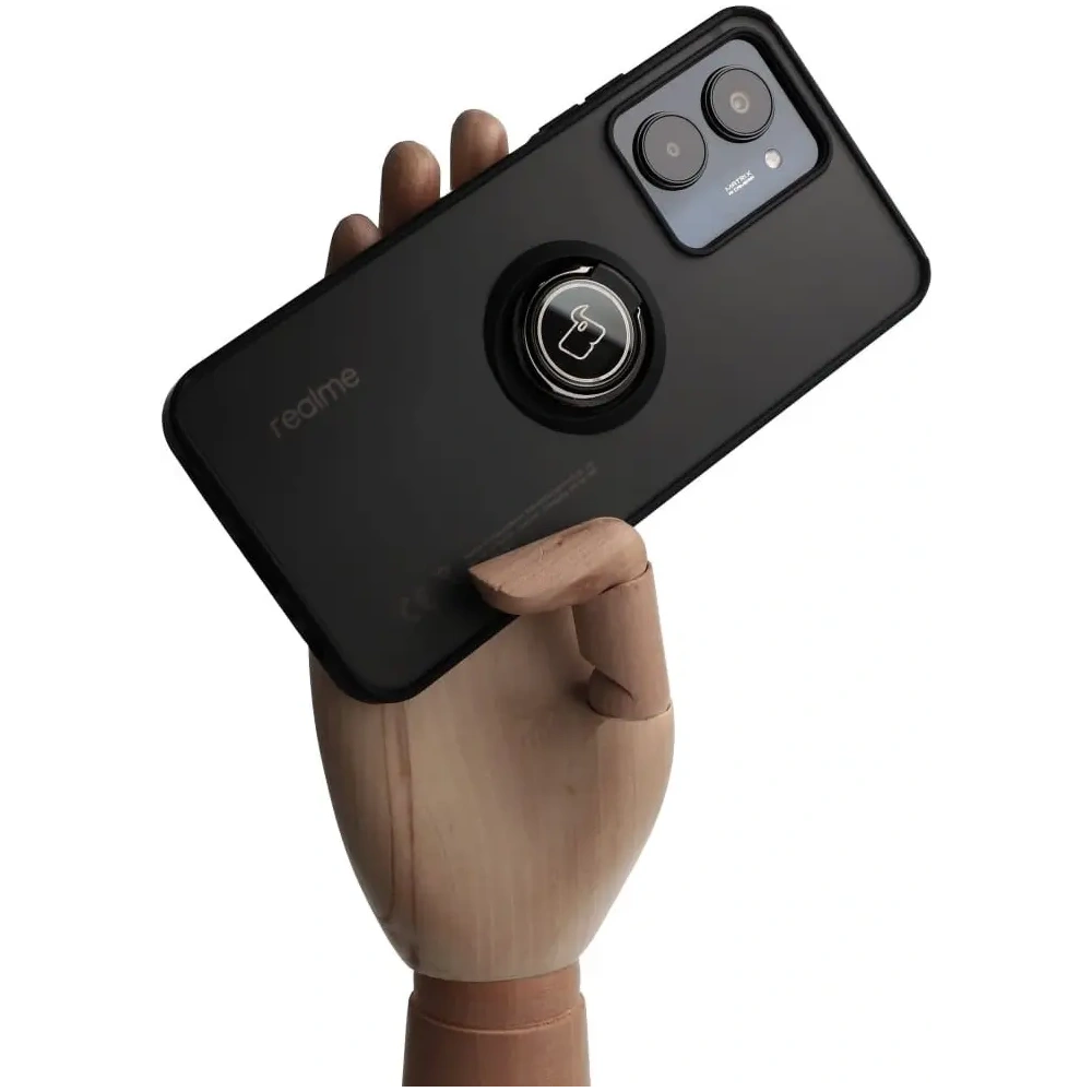 Hurtownia GSM - Etui z uchwytem na palec Bizon Case Hybrid Ring do Realme C33 / C30 / Narzo 50i Prime przydymione z czarną ramką - BIZ731 - {ean13} - Hurt