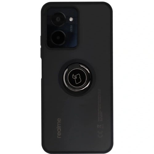 Etui z uchwytem na palec Bizon Case Hybrid Ring do Realme C33 / C30 / Narzo 50i Prime przydymione z czarną ramką
