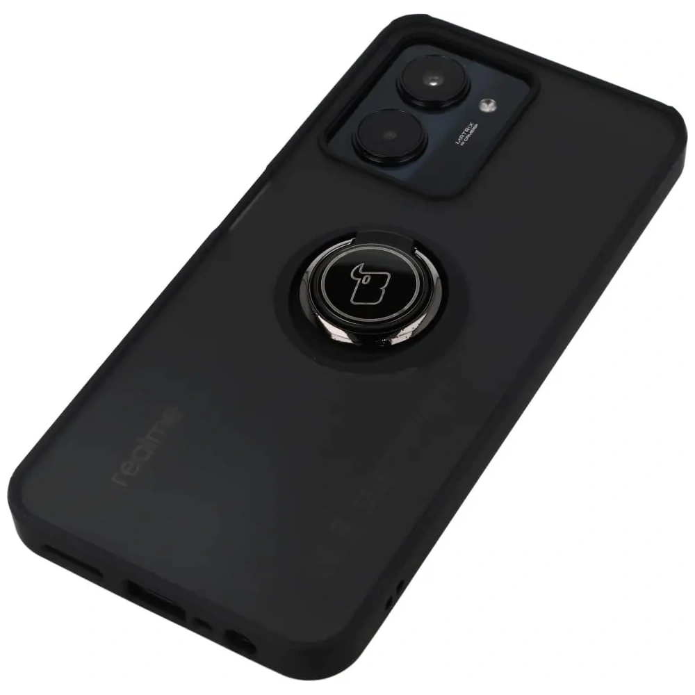 Hurtownia GSM - Etui z uchwytem na palec Bizon Case Hybrid Ring do Realme C33 / C30 / Narzo 50i Prime przydymione z czarną ramką - BIZ731 - {ean13} - Hurt