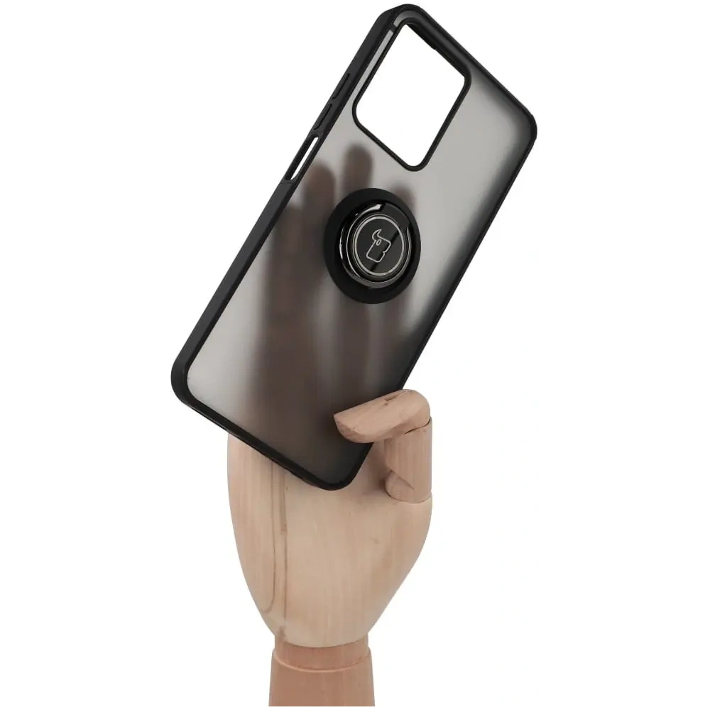 Hurtownia GSM - Etui z uchwytem na palec Bizon Case Hybrid Ring do Realme C33 / C30 / Narzo 50i Prime przydymione z czarną ramką - BIZ731 - {ean13} - Hurt