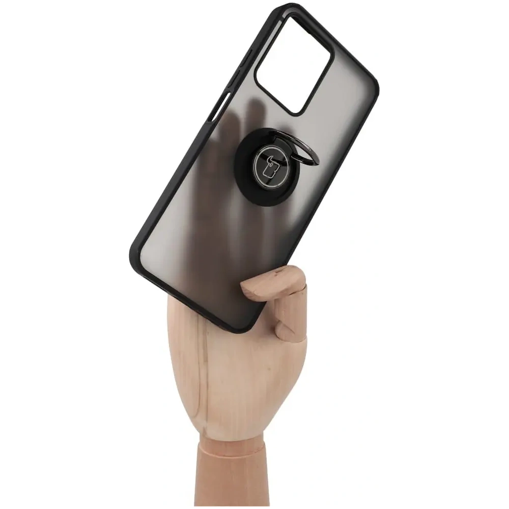 Hurtownia GSM - Etui z uchwytem na palec Bizon Case Hybrid Ring do Realme C33 / C30 / Narzo 50i Prime przydymione z czarną ramką - BIZ731 - {ean13} - Hurt